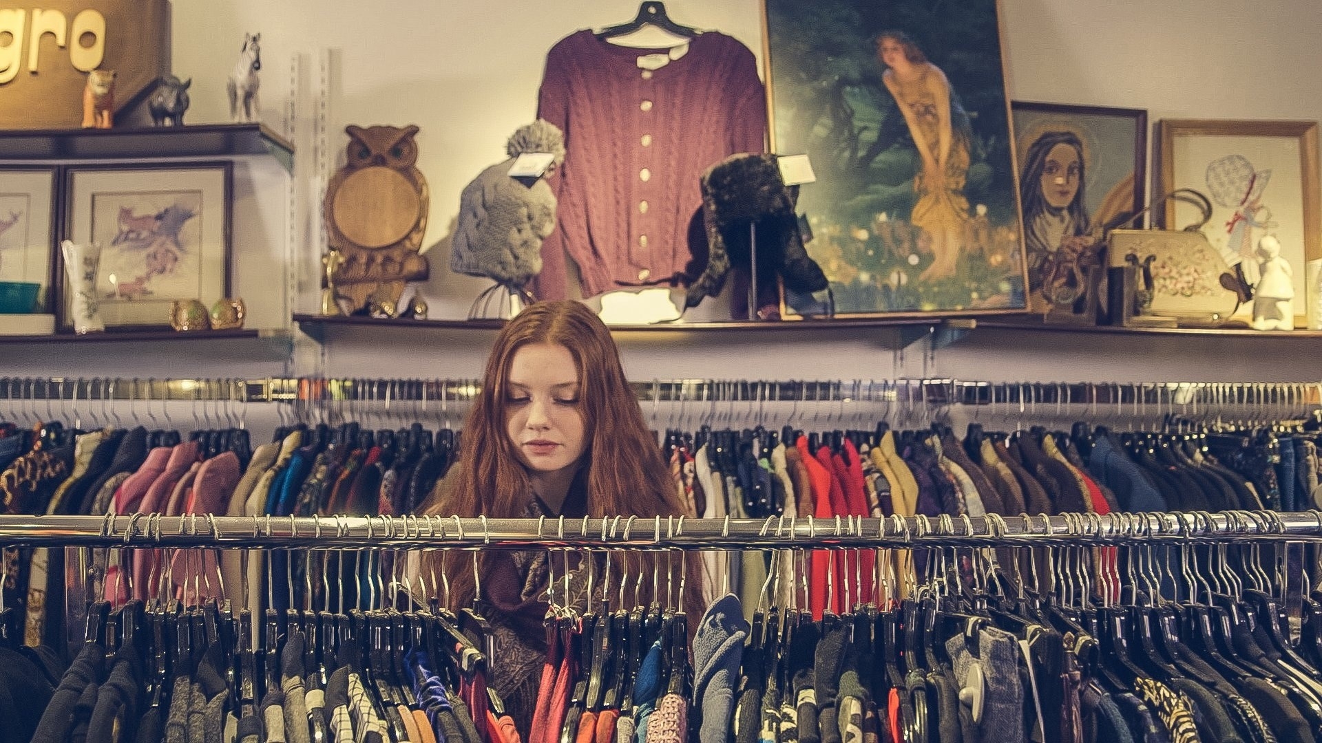 Girl shopping at a boutique