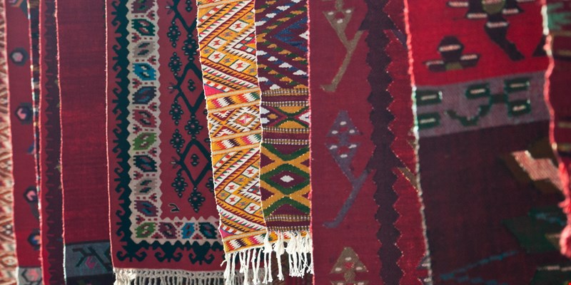 Red carpets in Macedonian bazaar
